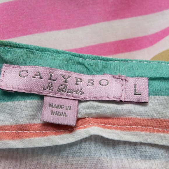 Calypso St. Barth Biding Grange Dress Embellished Cotton Multicolor Size Large - Picture 3 of 6